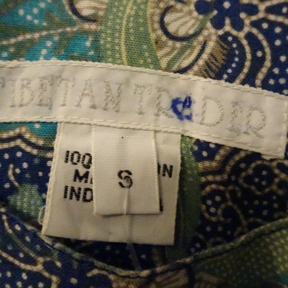 Tibetan Trader Floral Blues Cotton maxi pocket dress s - Picture 12 of 12